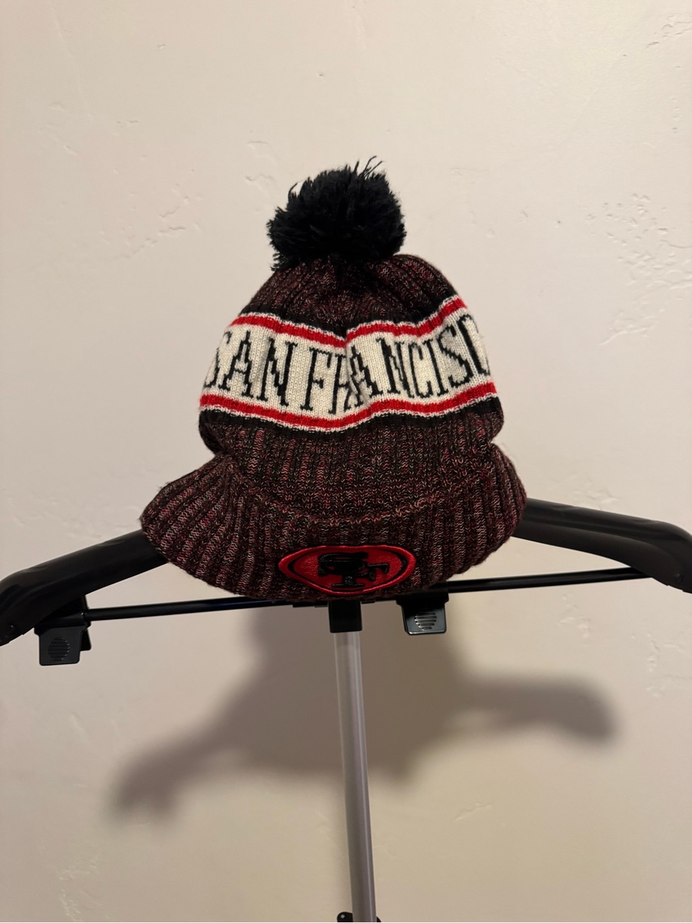 NFL San Francisco Pom Beanie Hat - Black & Red